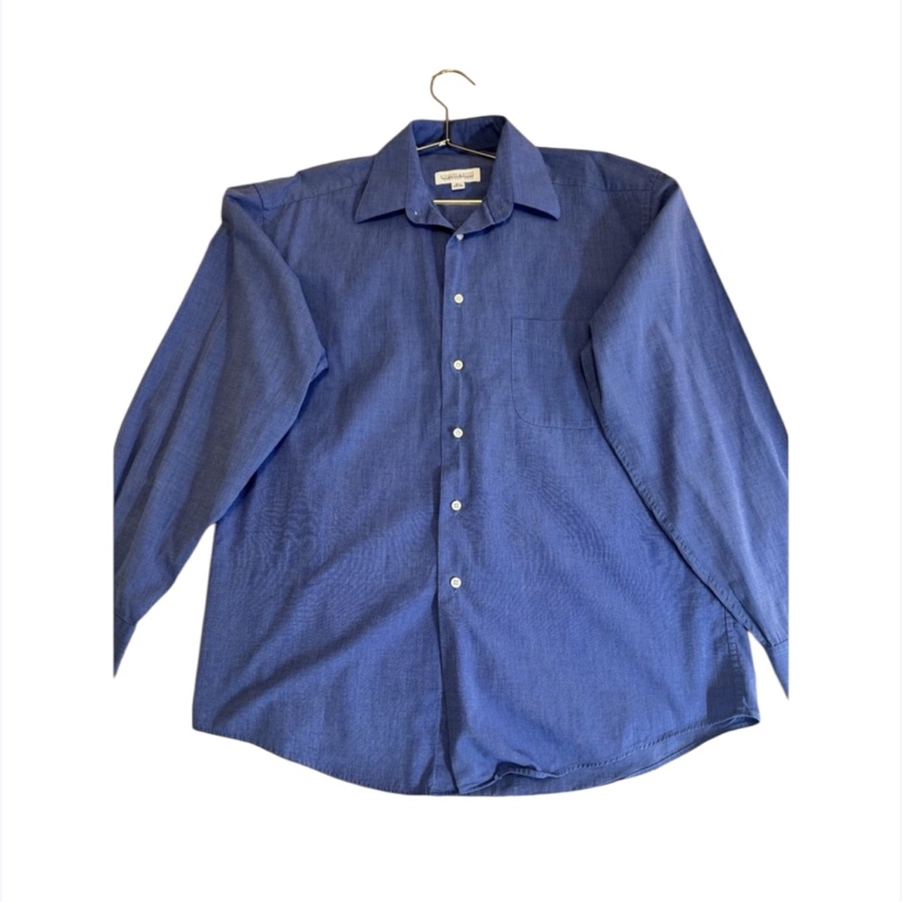 Joseph & Feiss Men's  34/35  15,5  Long Sleeve Button Up Blue Cotton Shirt‎